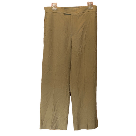 Scanlan Theodore Pants - Scanlan Theodore Beige Flat Front Straight Wide Leg Trousers Size 6